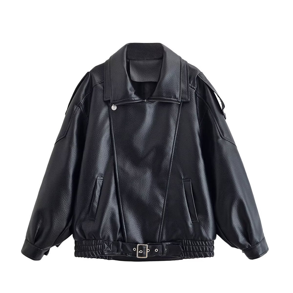Lychee patterned imitation leather jacket cotton jacket