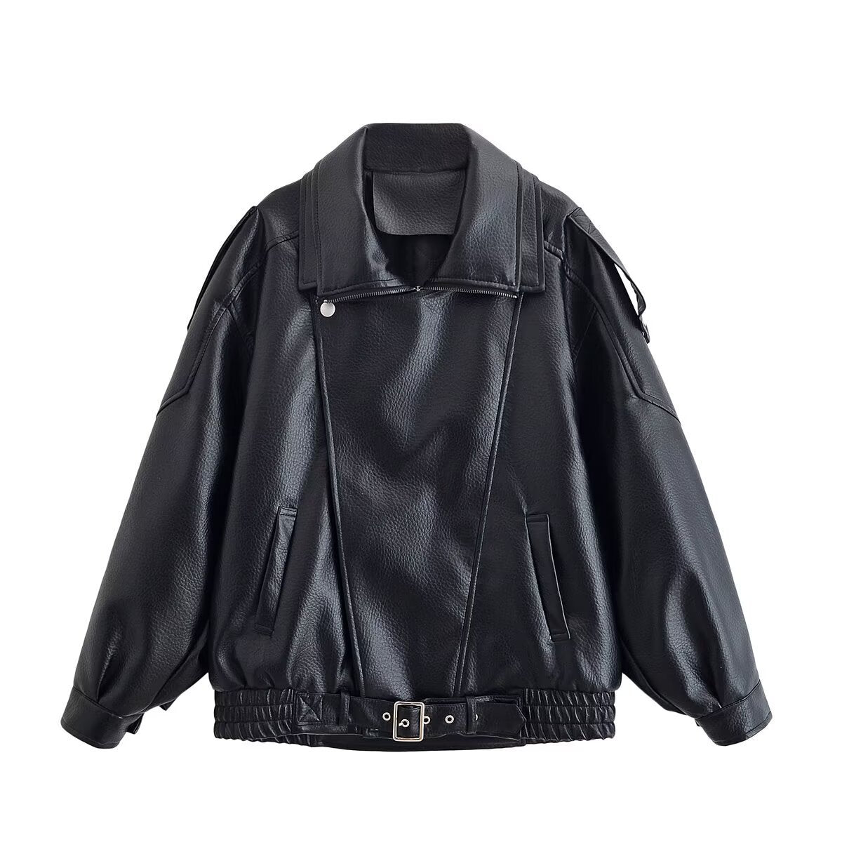Lychee patterned imitation leather jacket cotton jacket