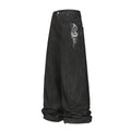 Black straight tube versatile jeans for men