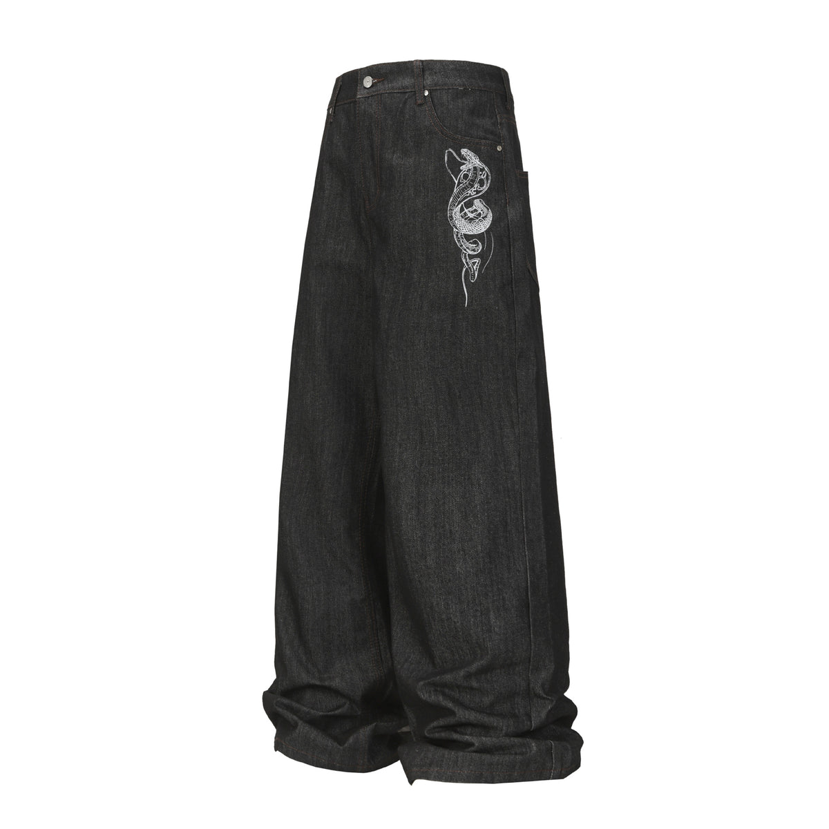 Black straight tube versatile jeans for men