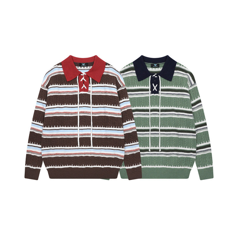 Twisted striped tied sweater