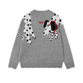 Embroidered puppy jacquard sweater