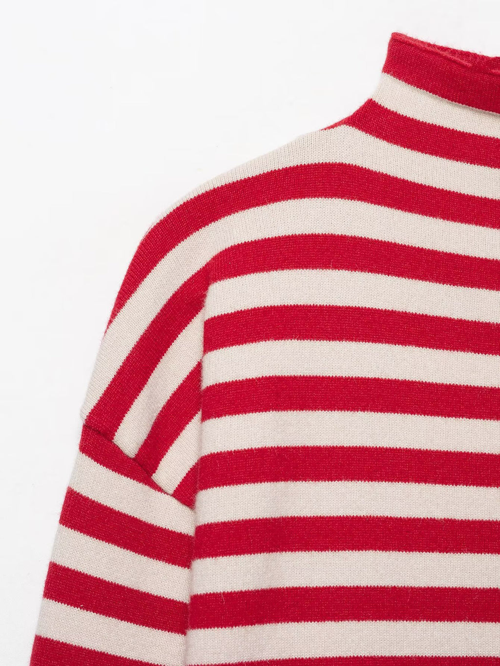 Striped stand up collar sweater