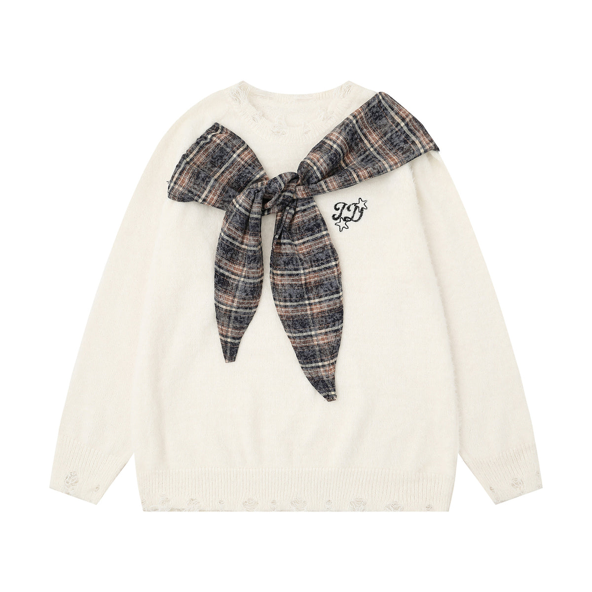 Shirt scarf spliced sweater