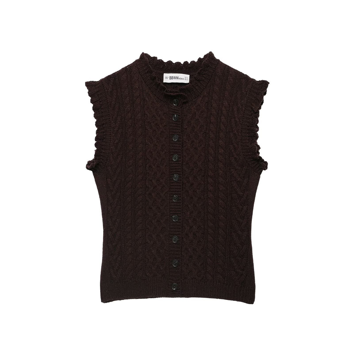 Knitted twisted rope layered decorative knitted sweater vest for women
