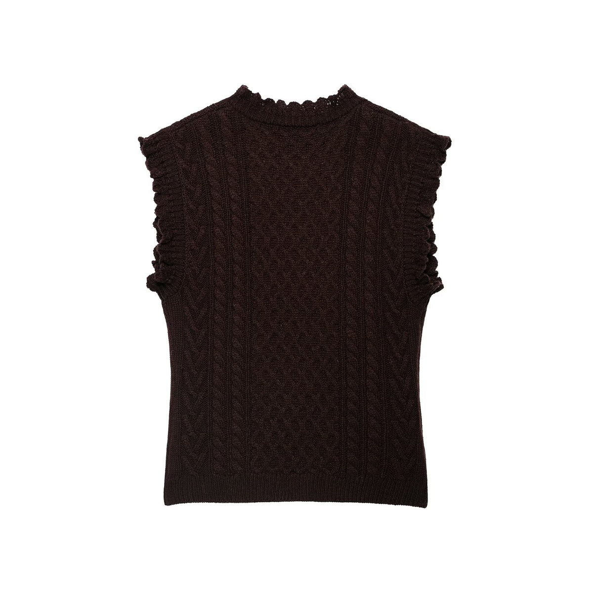 Knitted twisted rope layered decorative knitted sweater vest for women