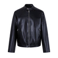 PU leather jacket stand up collar jacket