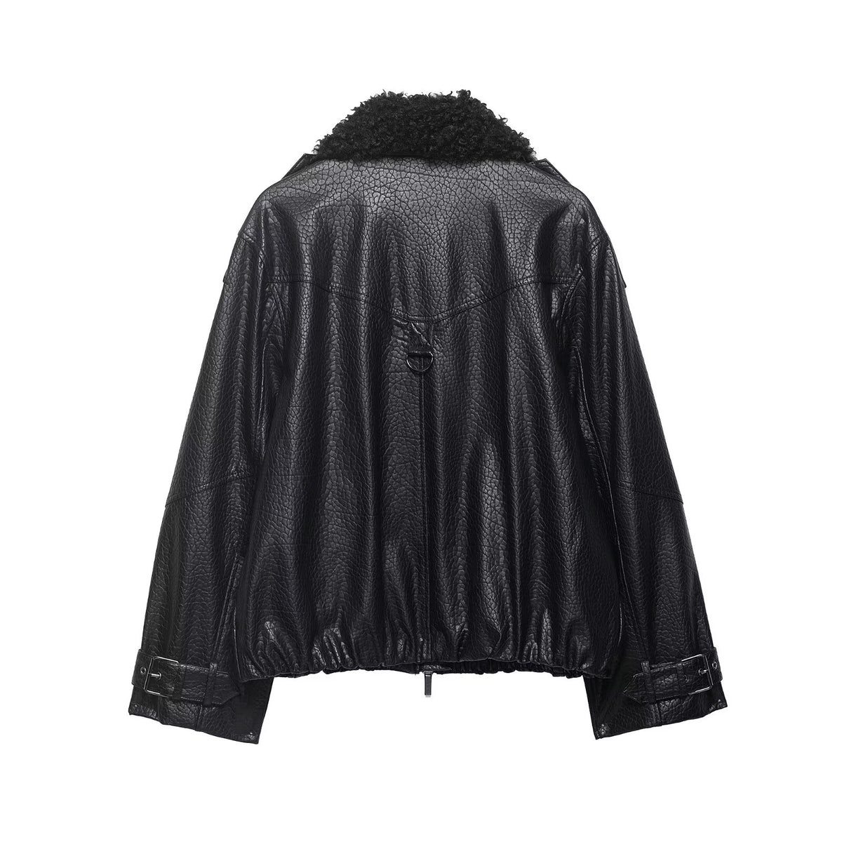 Street pilot jacket with fur collar jacket