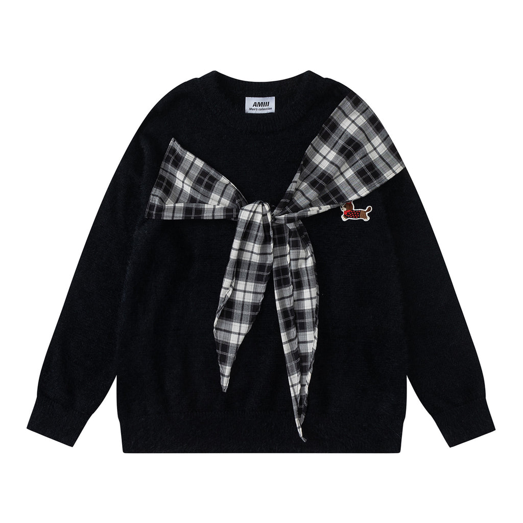 Checkered scarf sweater
