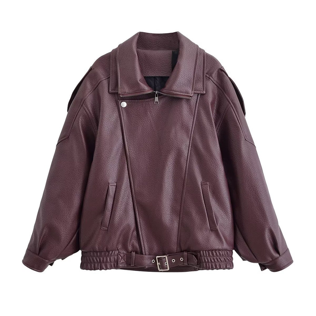 Lychee patterned imitation leather jacket cotton jacket