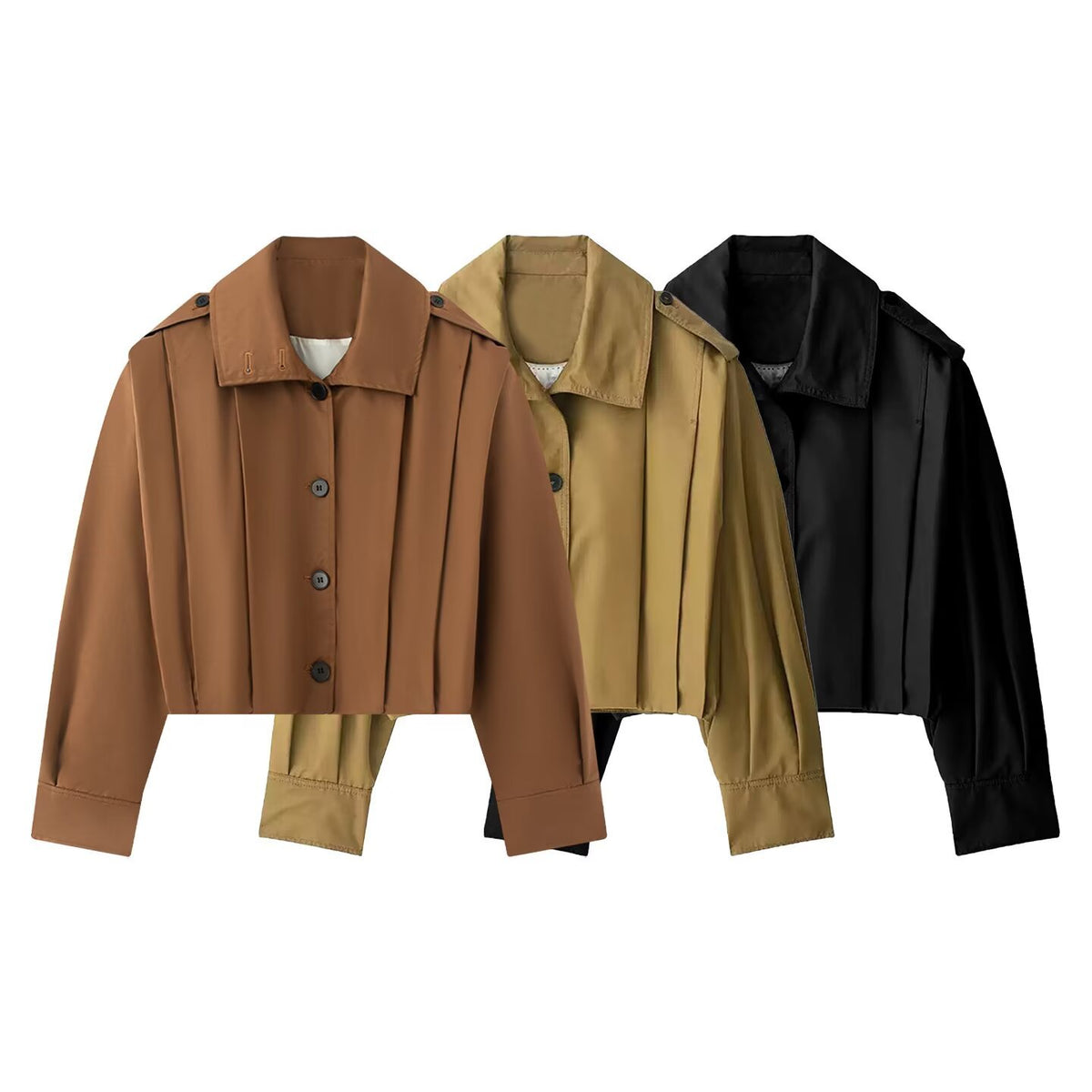 Collar pleated decorative women's jacket jacket