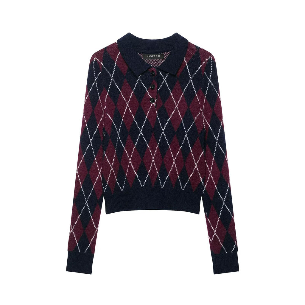 Diamond shaped polo shirt sweater