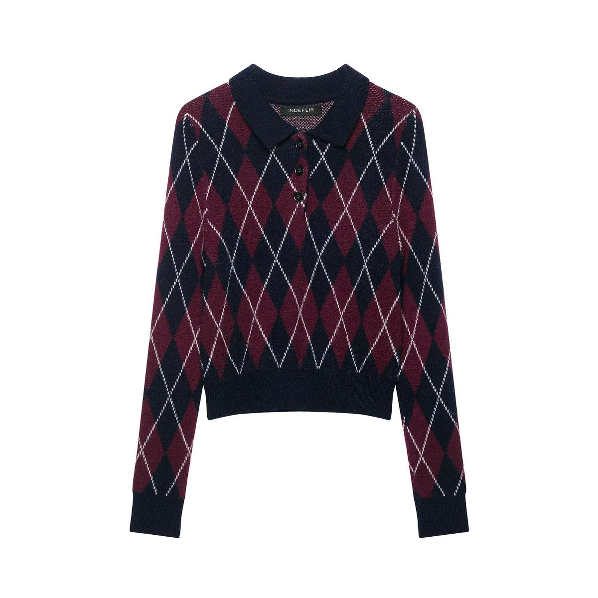 Diamond shaped polo shirt sweater