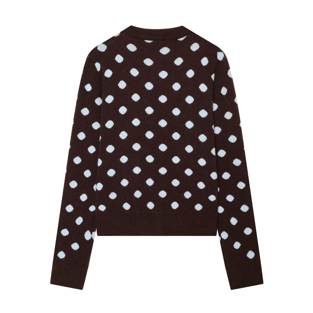 Polka dot round neck sweater