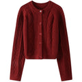 Women's Cable Knit Cardigan Oversized Cropped Sweater Thick Outerwear
