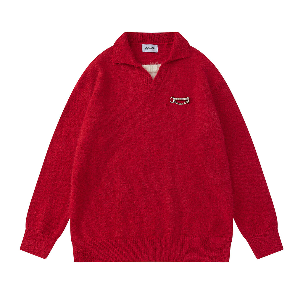 Simple collar design sweater