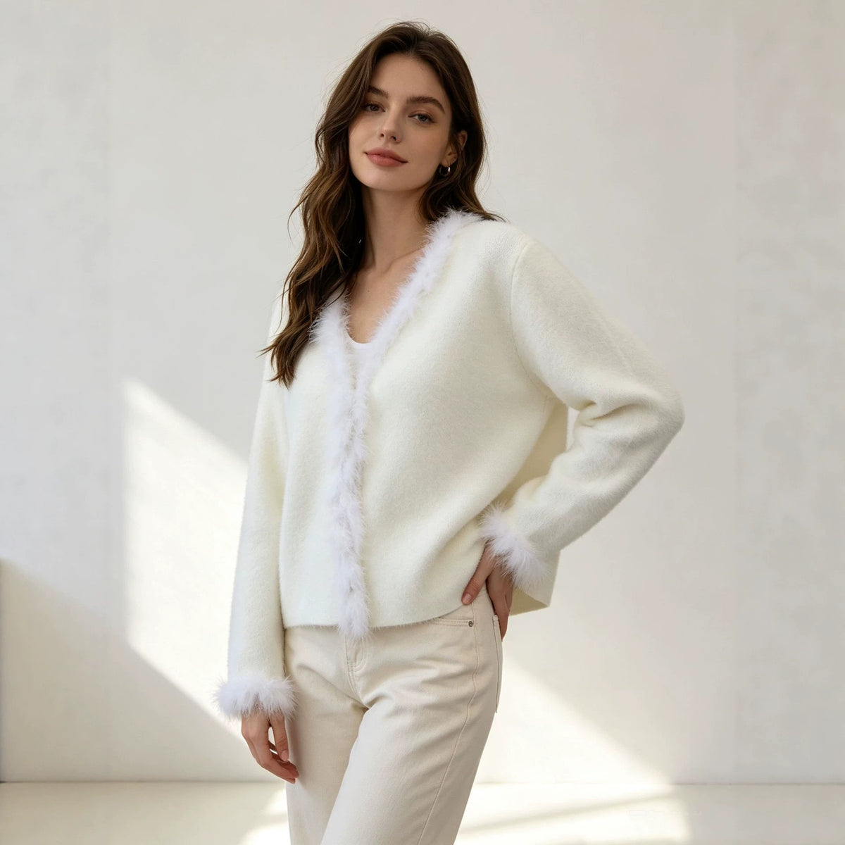 Long sleeved cardigan sweater for women