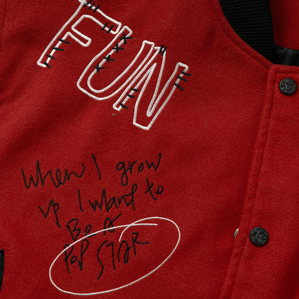 Embroidered letter baseball jacket