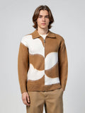 Color blocked zipper sweater