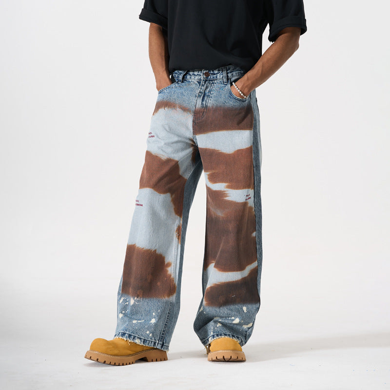 Pants Men's Designer Wide-Leg Tapered Distressed Long Pants
