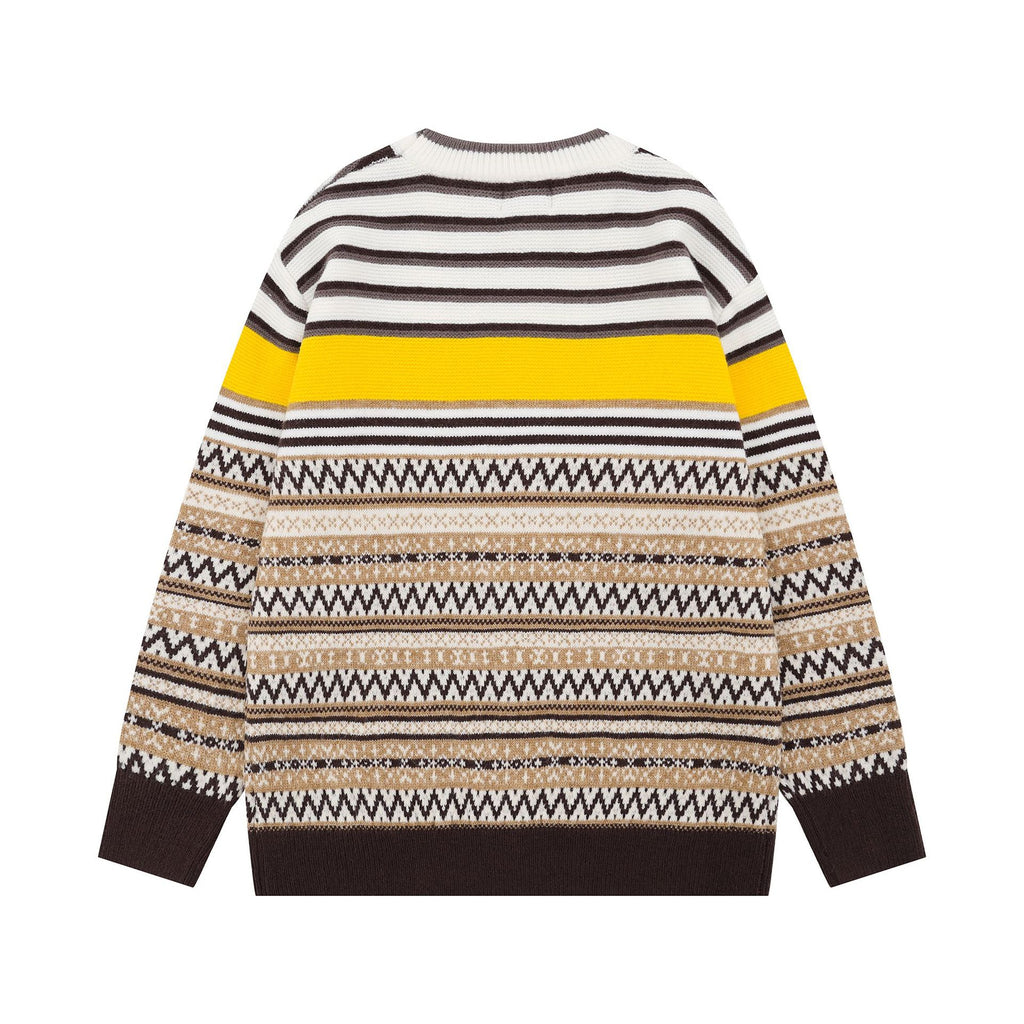 Round neck heavy industry embroidered sweater