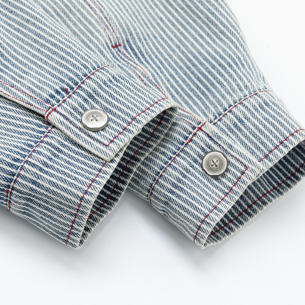 Vertical striped denim jacket