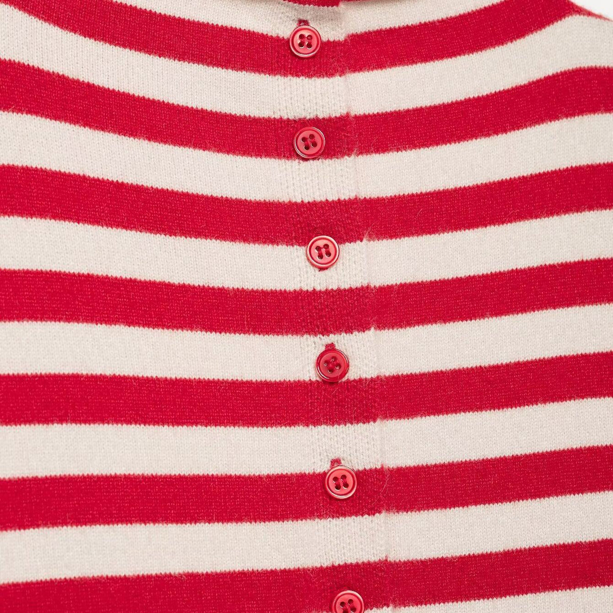 Striped stand up collar sweater