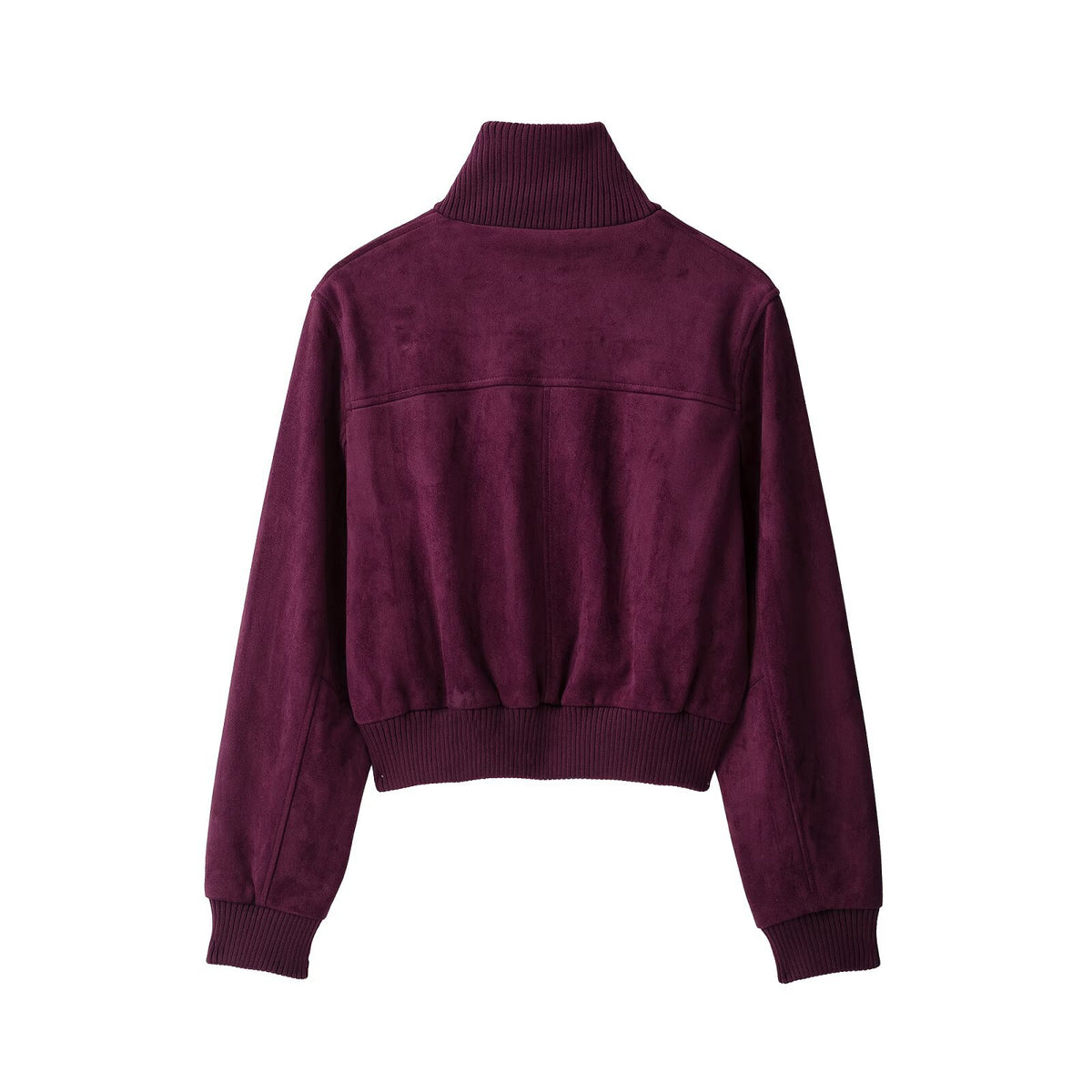 Casual long sleeved stand up collar women's suede texture effect jacket