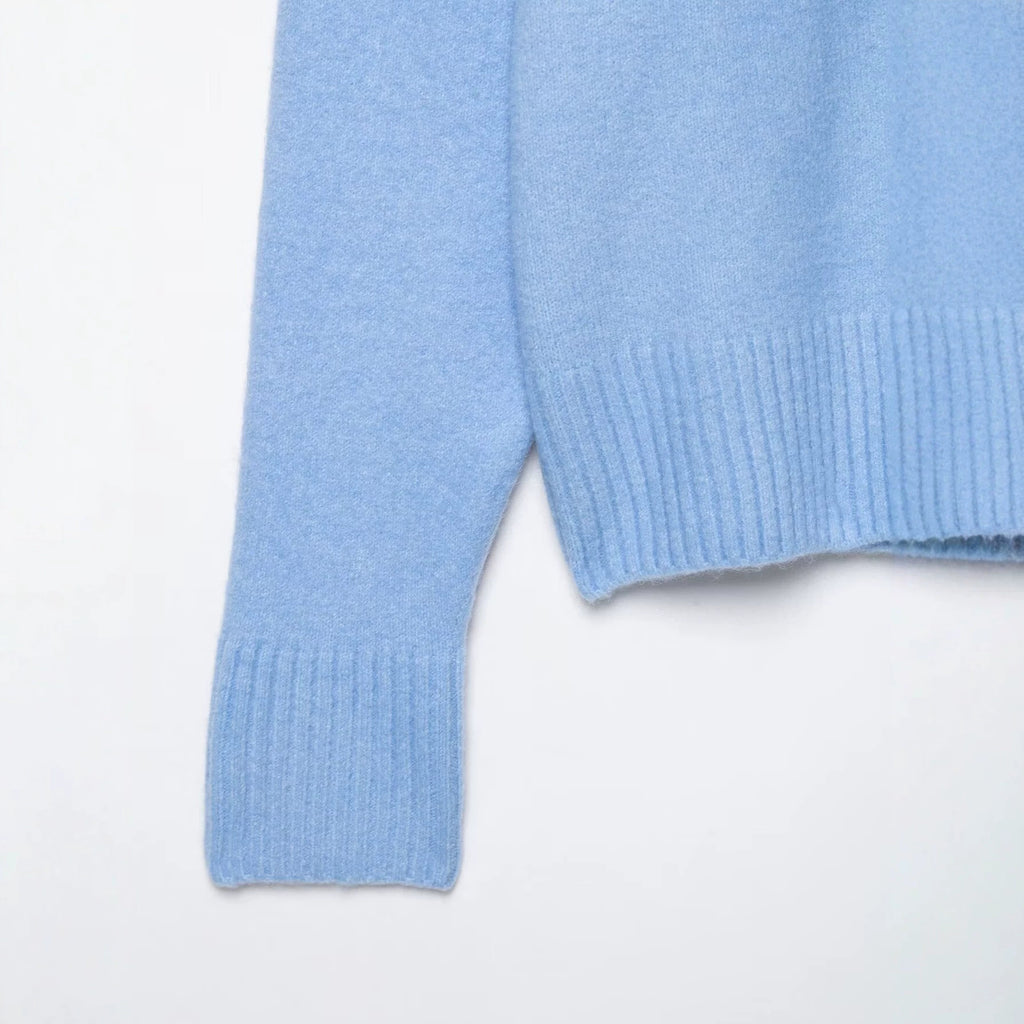 Soft touch V-neck knitted sweater for women