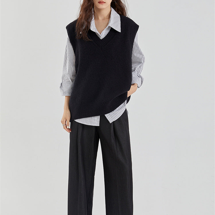 Chic Chanel-Style Knit Vest Jacket for Women, Sleeveless Cropped Sweater Vest