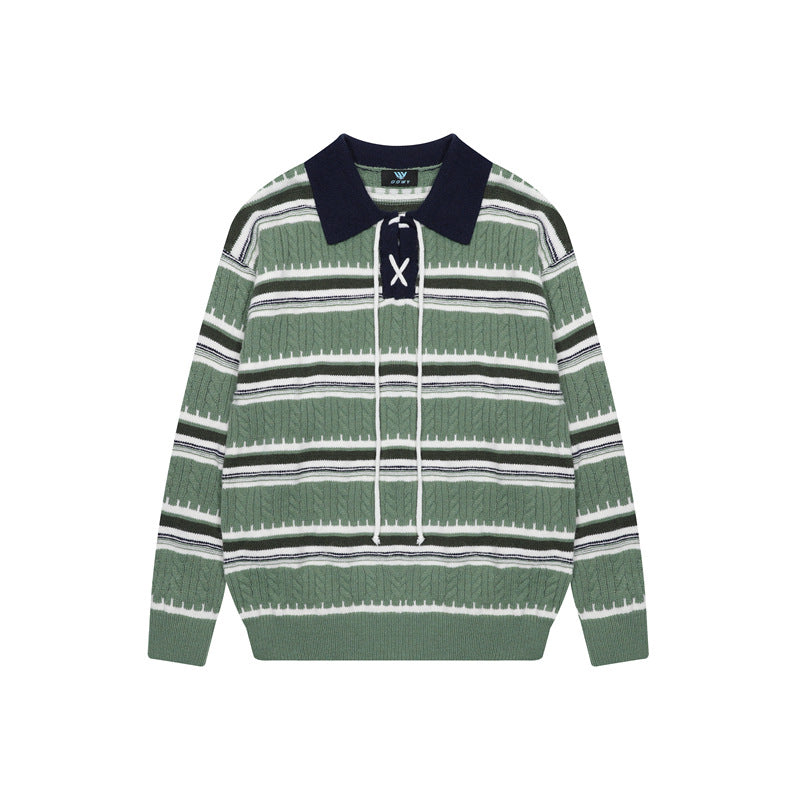 Twisted striped tied sweater