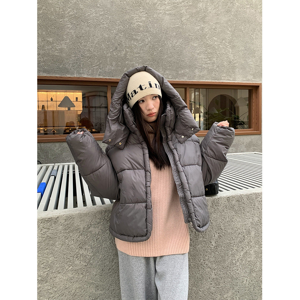 Hooded cotton jacket, women's bread jacket, warm jacket