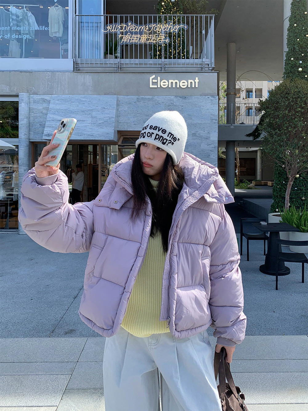Hooded cotton jacket, women's bread jacket, warm jacket