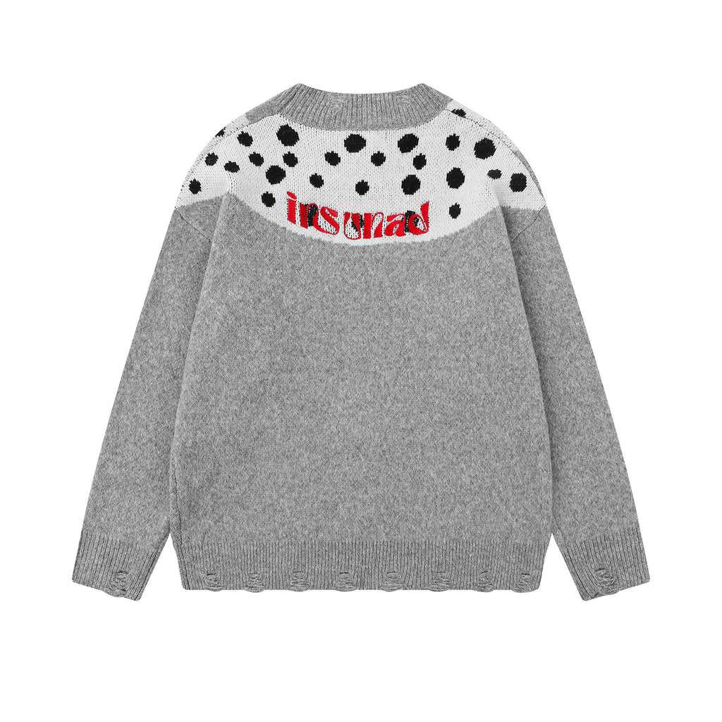 Embroidered puppy jacquard sweater