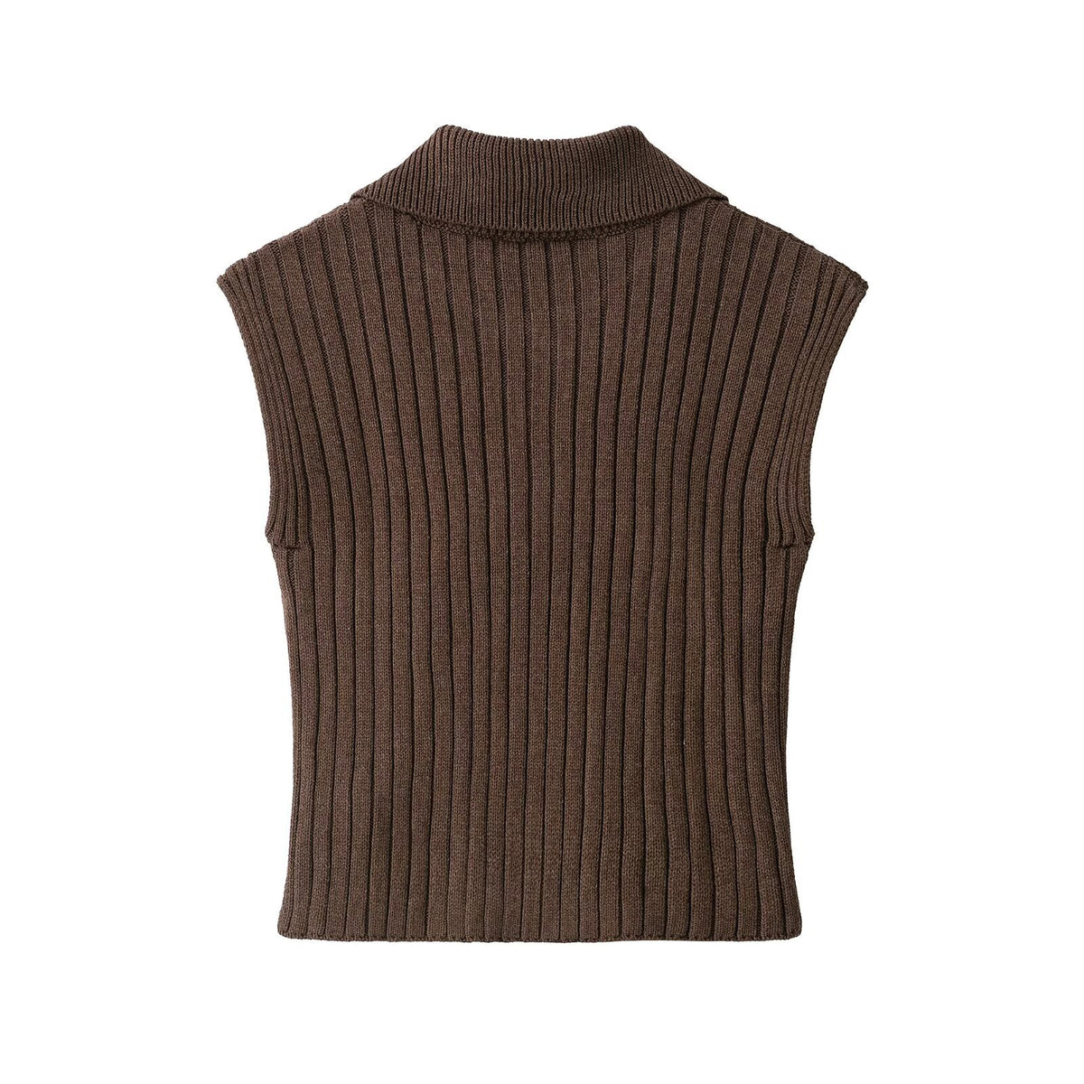 Half zip thread sleeveless knitted sweater vest for women