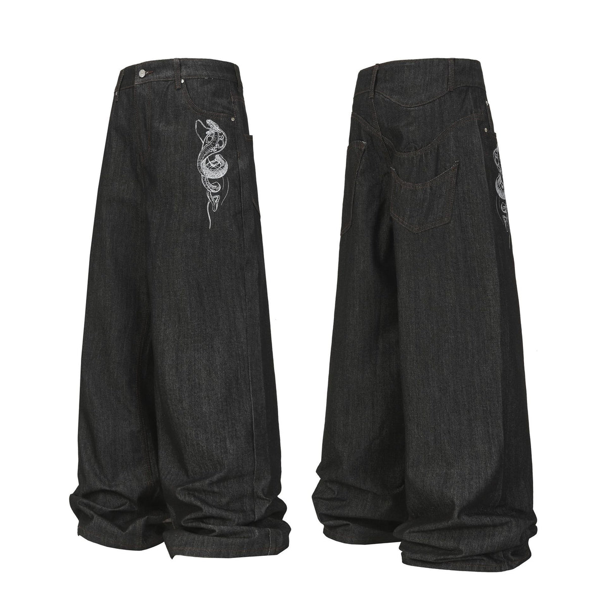 Black straight tube versatile jeans for men