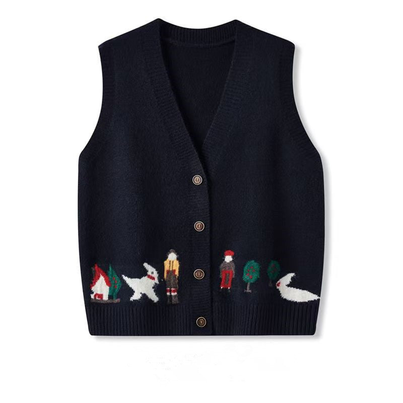 Loose Layered Knit Cardigan Vest Open Front Sweater Top for Women