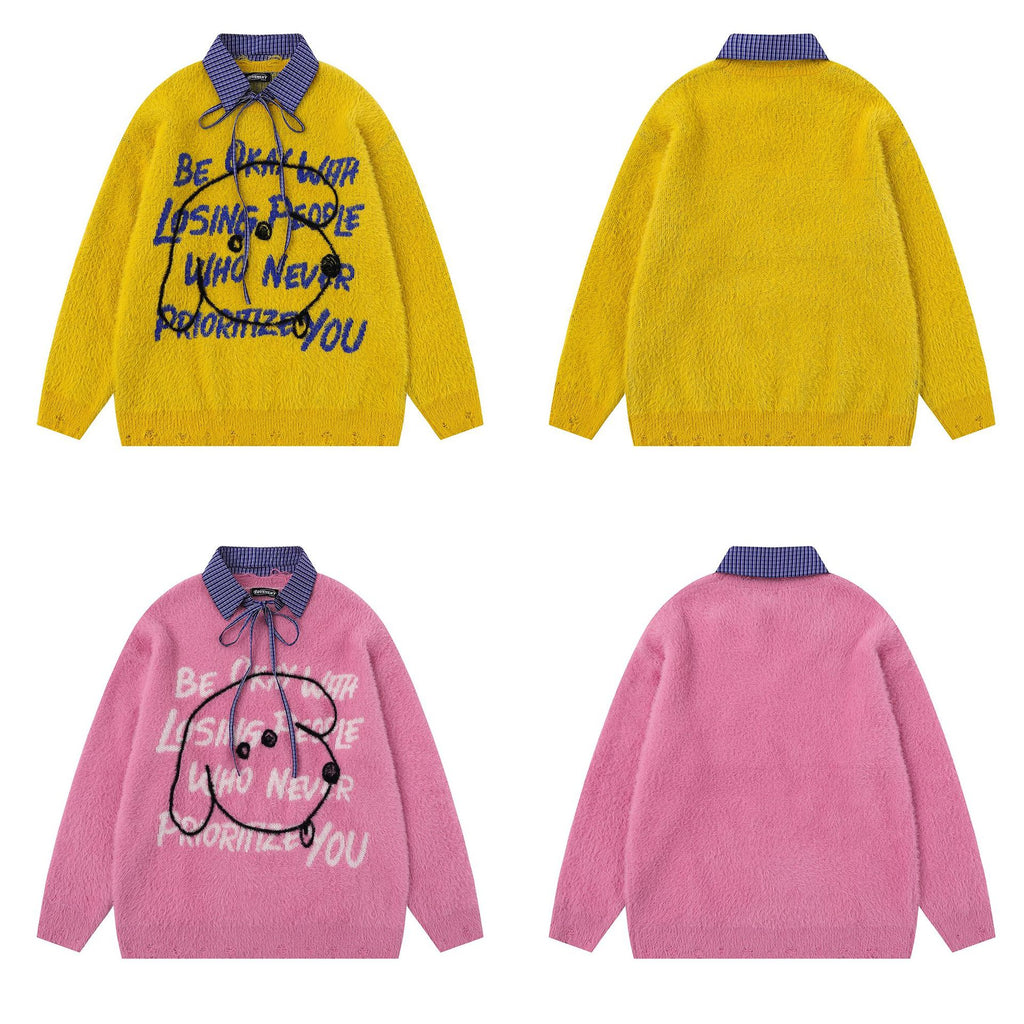 Detachable shirt collar sweater