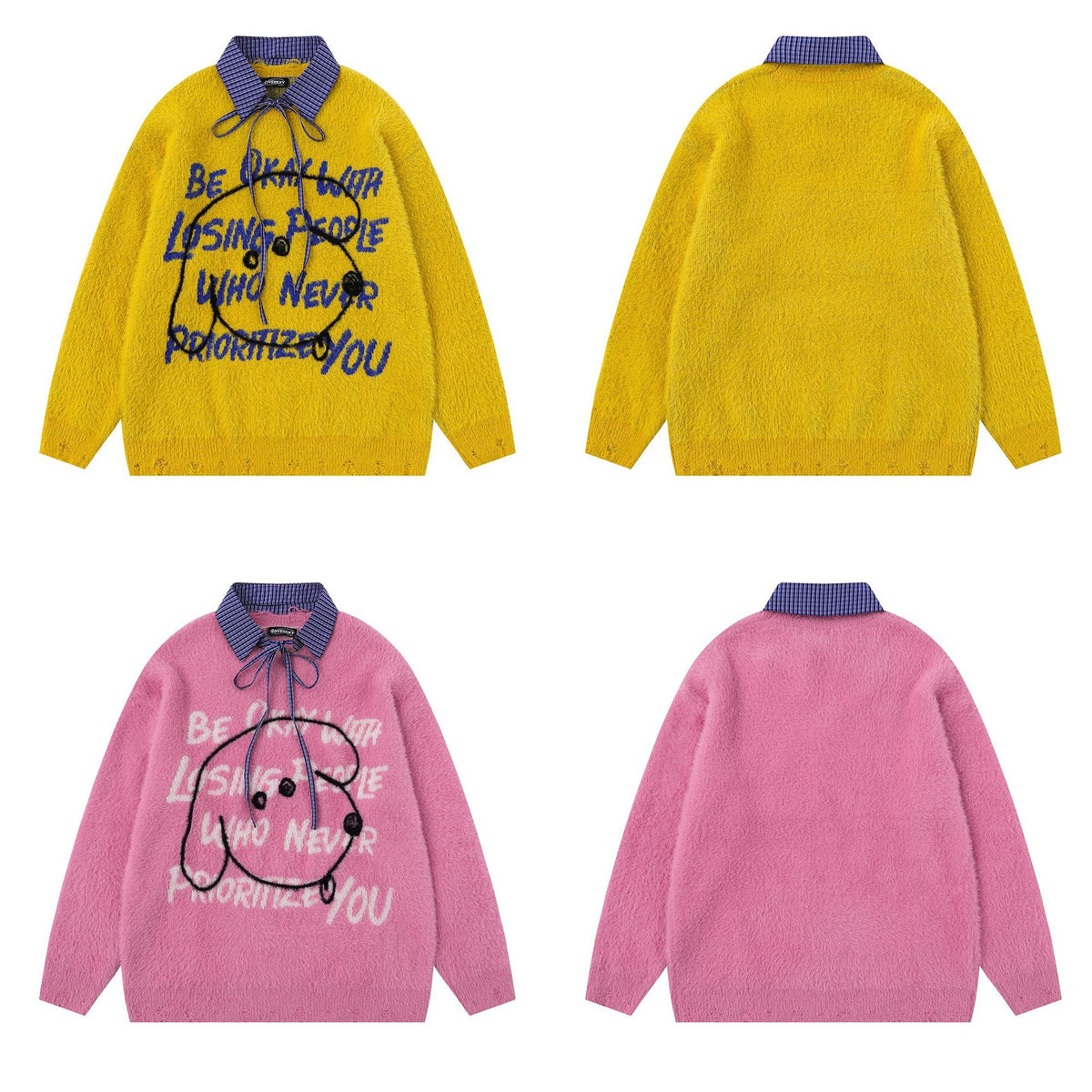 Detachable shirt collar sweater