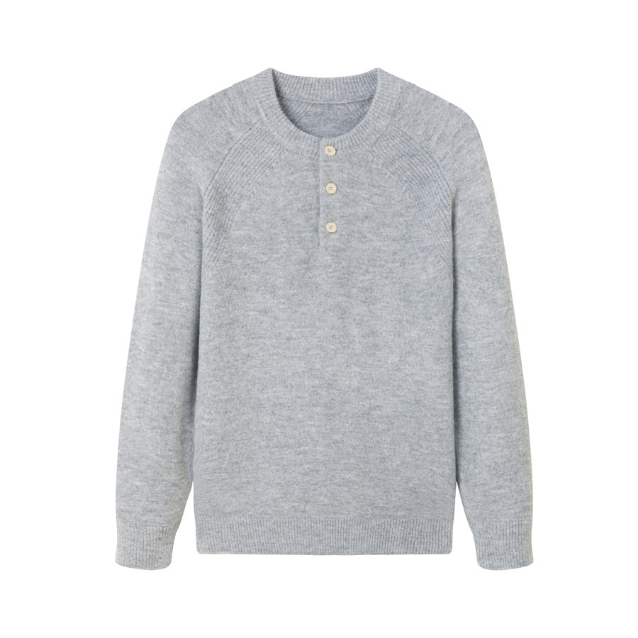 Solid color round neck long sleeved sweater
