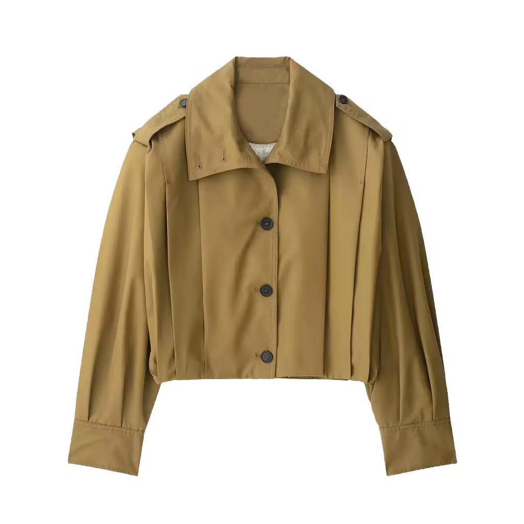 Collar pleated decorative women's jacket jacket