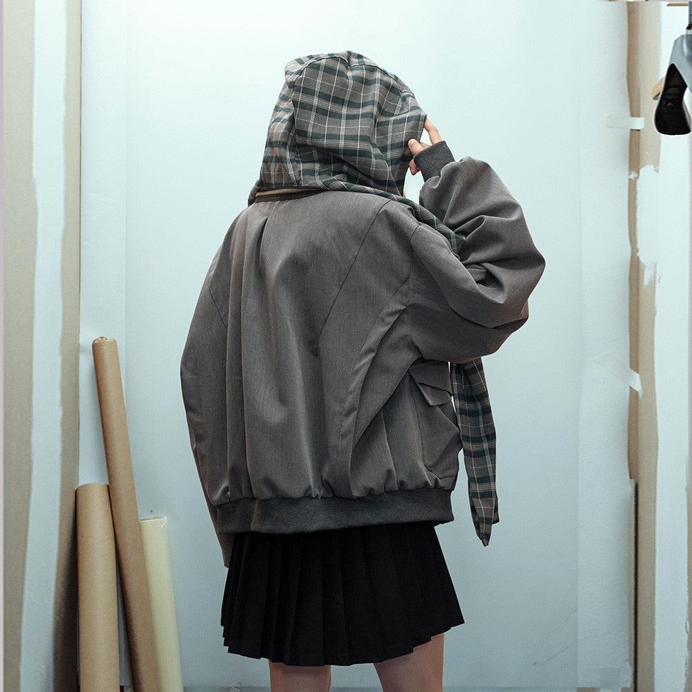 Detachable hat short jacket