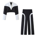 Irregular patchwork suit jacket+pants suit for women