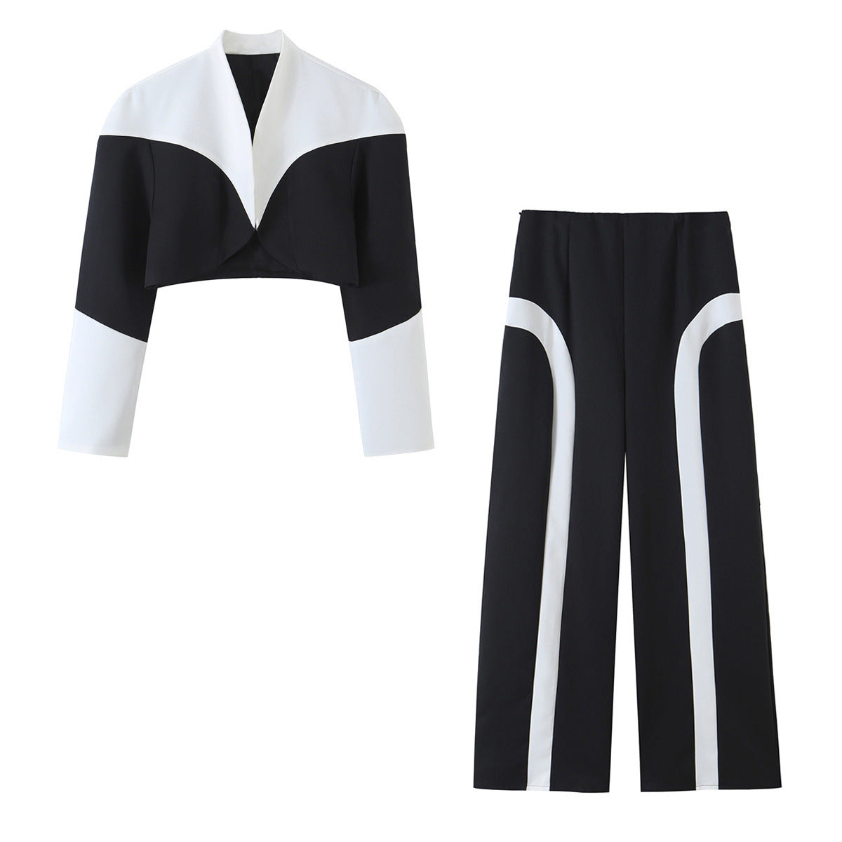 Irregular patchwork suit jacket+pants suit for women