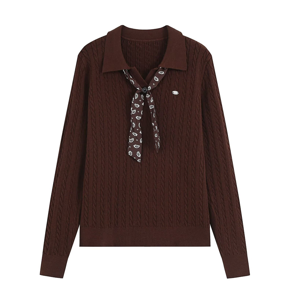 Casual bow tie lapel Fried Dough Twists knit for women