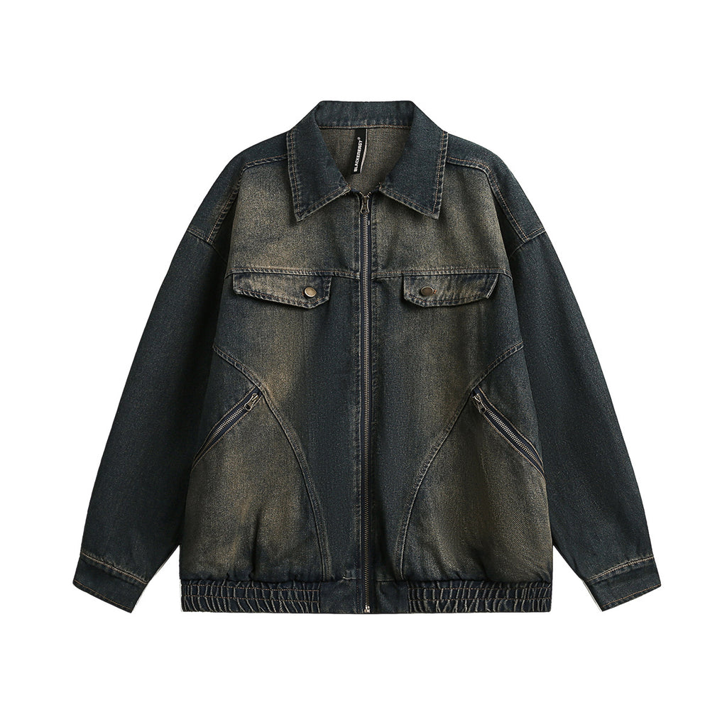 Washed denim jacket structural workwear jacket