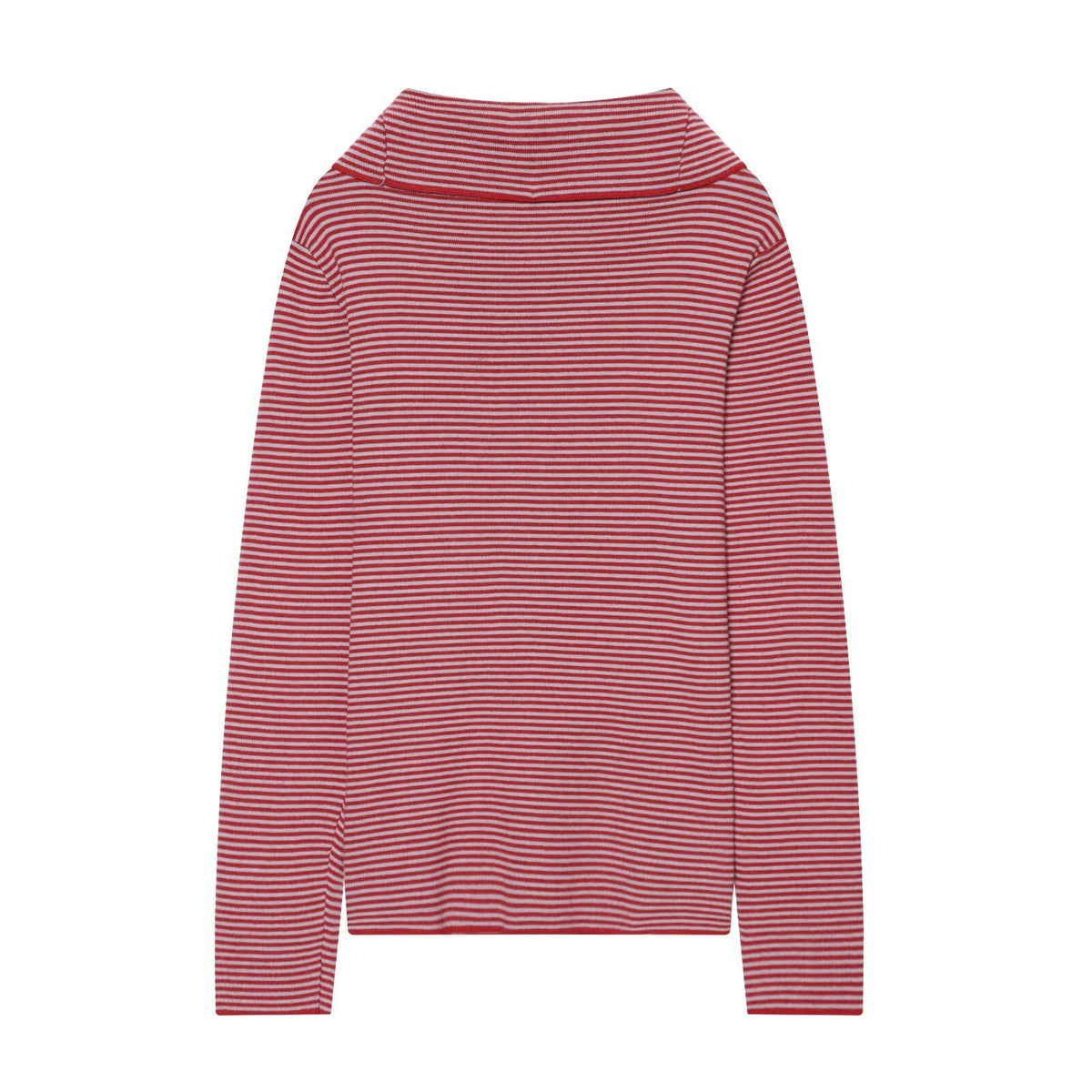 Color blocking trimmed lapel striped knit sweater for women