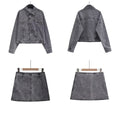 Riveted denim jacket jacket+half skirt set