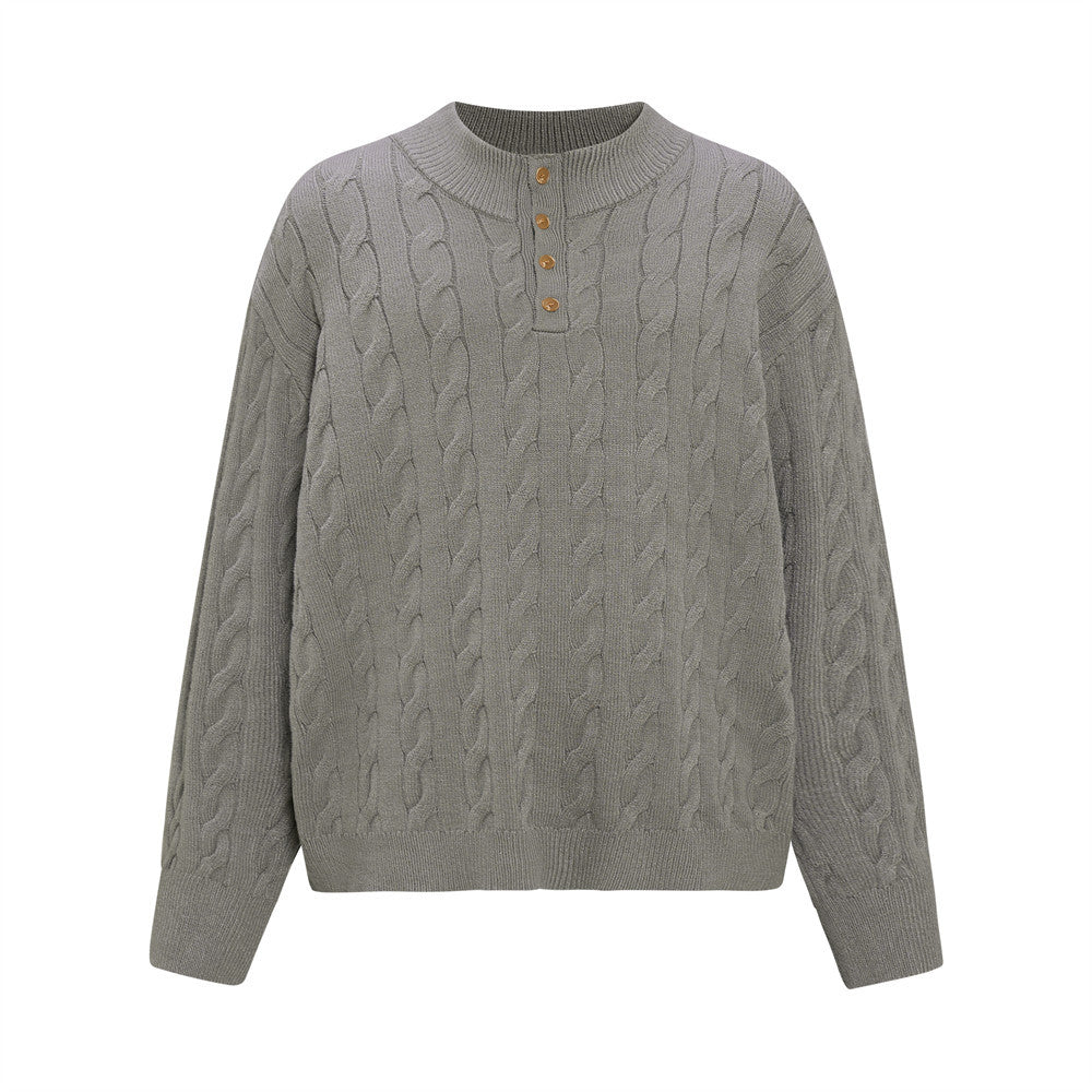 Hooded sweater solid color loose fit