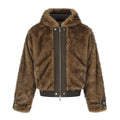 Furry Hooded Double Zipper Cropped Coat